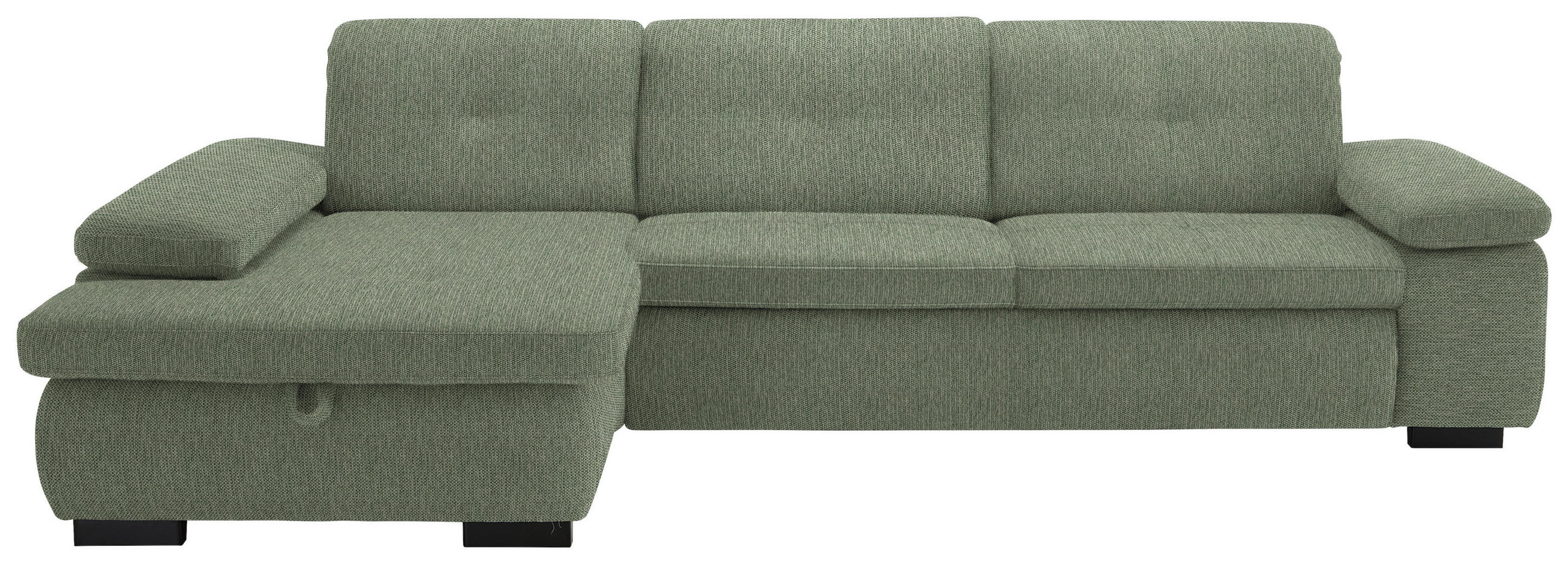 ECKSOFA in Flachgewebe Grün  - Schwarz/Grün, Design, Textil/Metall (174/297cm) - Beldomo Style