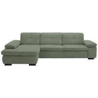 ECKSOFA in Flachgewebe Grün  - Schwarz/Grün, Design, Textil/Metall (174/297cm) - Beldomo Style