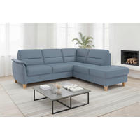 ECKSOFA PALMERA E in Echtleder Graublau  236/212 cm  - Graublau/Eichefarben, Basics, Leder/Holz (236/212cm) - Sit & More