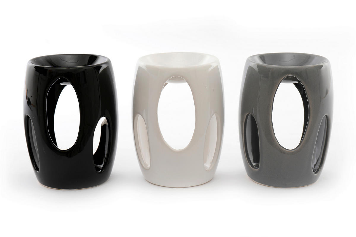 CĂȚUIE PENTRU FUMIGAȚII   - alb/negru, Basics, ceramică (9,0/13,0/9,0cm)