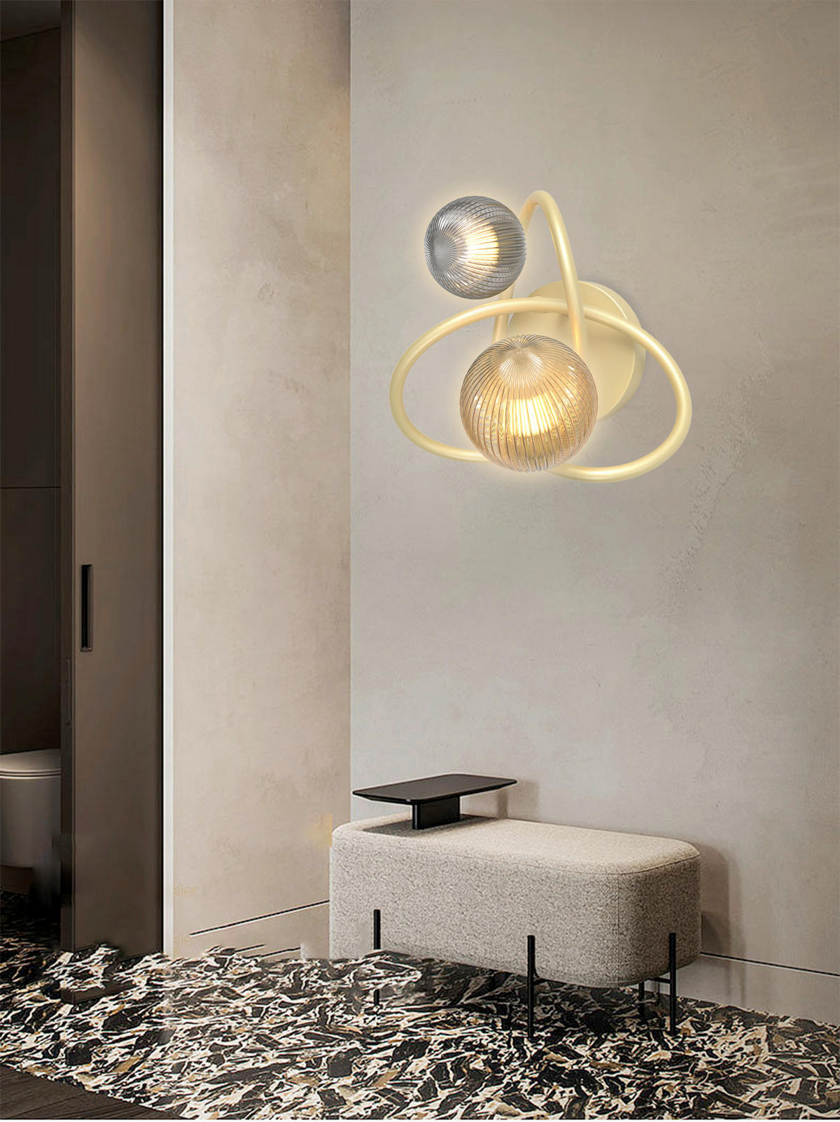 Aplică De Perete Cu Led 27/25,6/29,5 cm    - auriu, Design, sticlă/metal (27/25,6/29,5cm) - Wofi