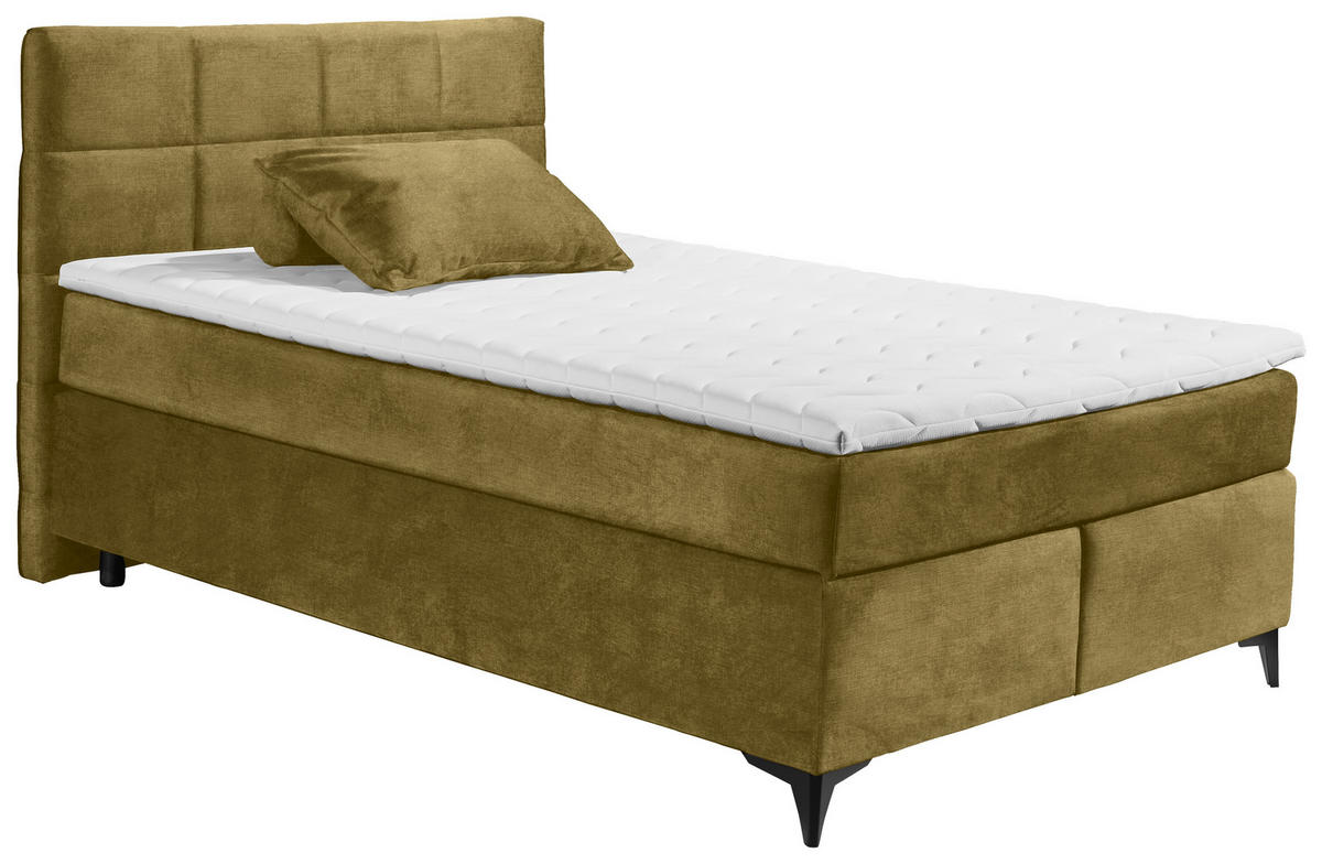 BOXSPRINGBETT 140/200 cm  in Olivgrün  - Schwarz/Olivgrün, Design, Holzwerkstoff/Kunststoff (140/200cm) - Xora