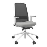 DREHSTUHL Schwarz, Weiß, Hellgrau  - Hellgrau/Schwarz, MODERN, Leder/Kunststoff (70/103-115/70cm)