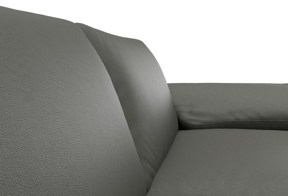 ECKSOFA Dunkelgrau Echtleder  - Dunkelgrau/Schwarz, Design, Leder/Metall (225/279cm) - Livetastic