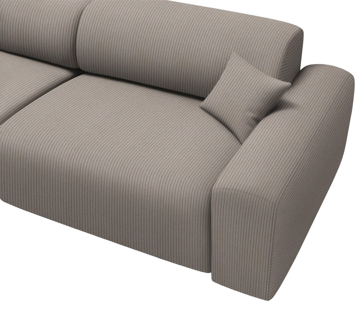 ECKSOFA in Velours, Feincord Taupe  178/292 cm  - Taupe/Schwarz, Design, Kunststoff/Textil (178/292cm) - home24