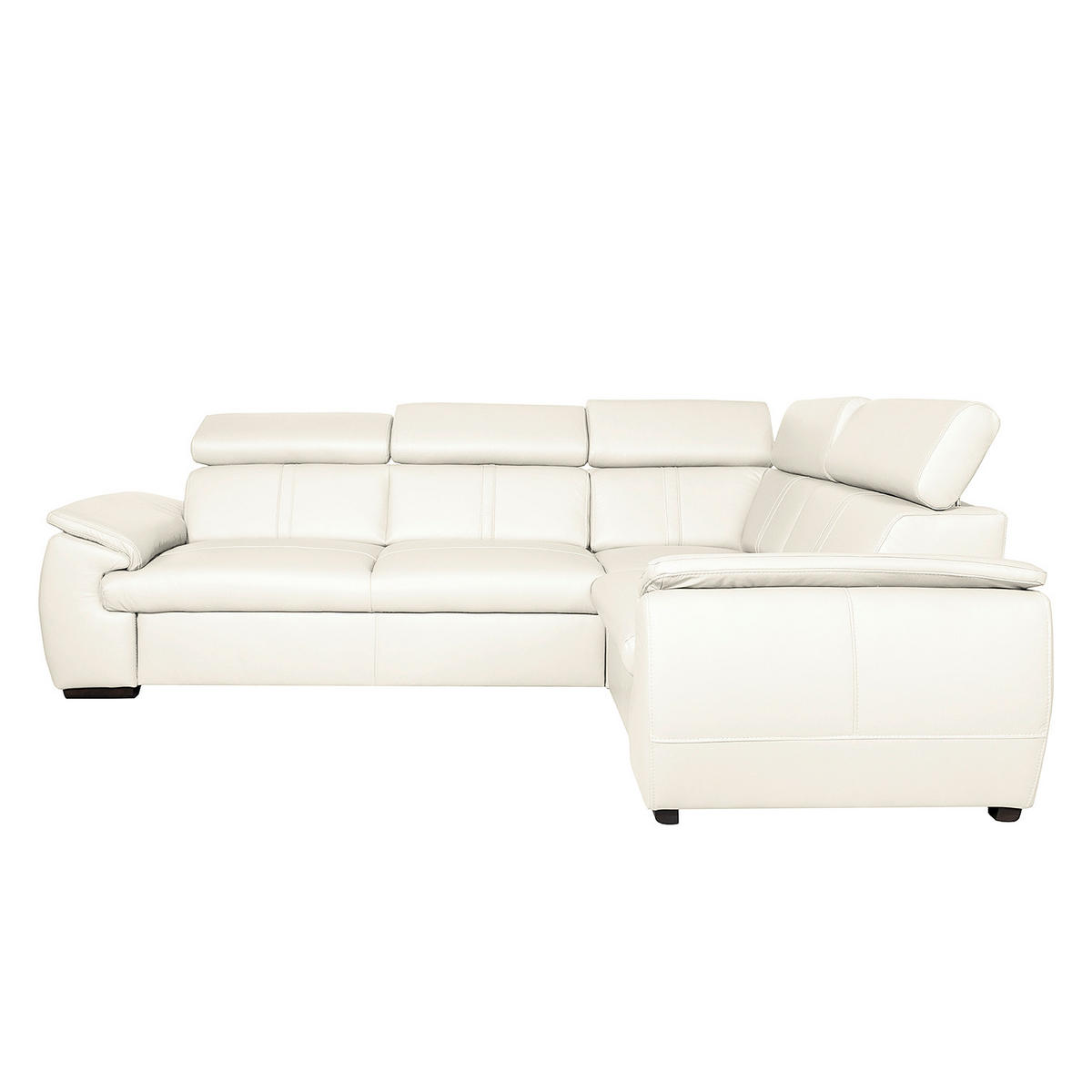 ECKSOFA  in Echtleder Weiß  265/193 cm  - Wengefarben/Weiß, Design, Leder/Holz (265/193cm) - Livetastic