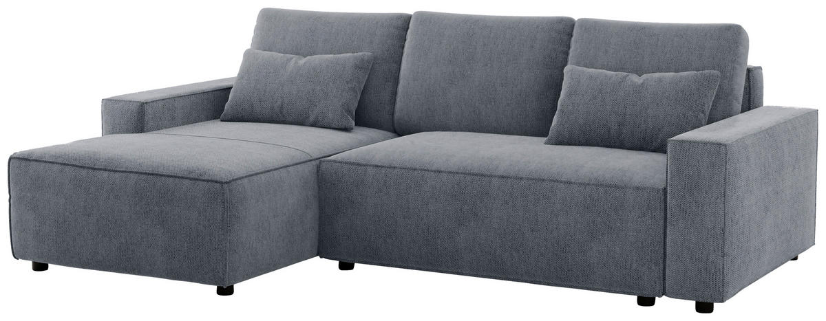 ECKSCHLAFSOFA  mit Rücken echt Chenille Anthrazit  - Anthrazit/Schwarz, MODERN, Kunststoff/Textil (154/247cm) - Livetastic