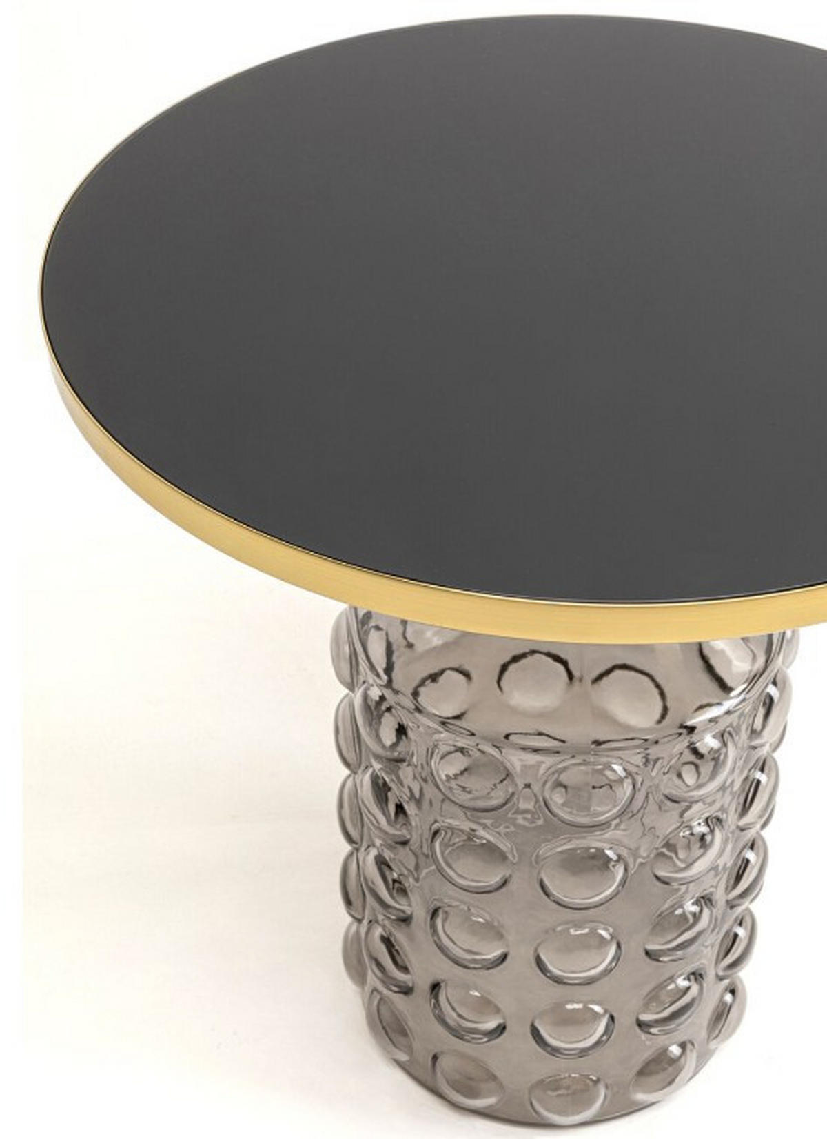 BEISTELLTISCH 50/50/52 cm Grau, Goldfarben rund  - Goldfarben/Grau, Design, Glas/Metall (50/50/52cm) - Kare-Design