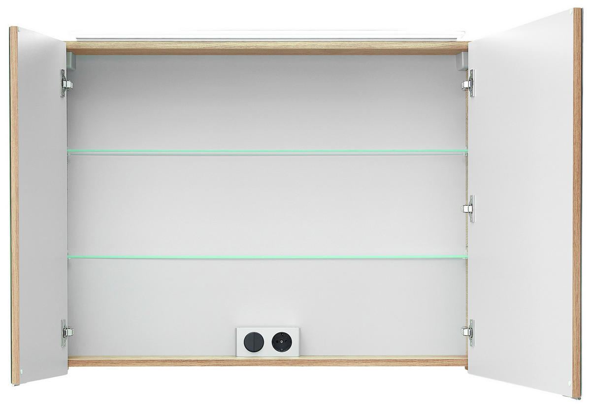 SPIEGELSCHRANK 90/70,3/15 cm  - Chromfarben/Eichefarben, KONVENTIONELL, Glas/Holzwerkstoff (90/70,3/15cm) - Sadena