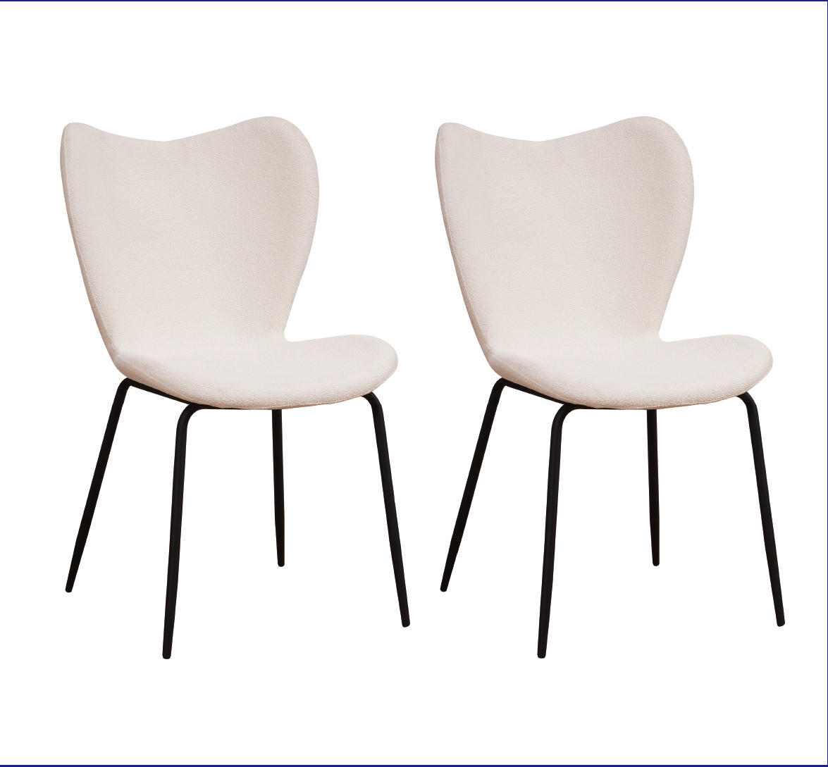 STUHL-SET 2 Stück  Bouclé  - Creme/Schwarz, MODERN, Textil/Metall (50/88,5/42cm) - MID.YOU