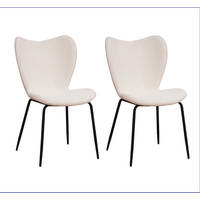 STUHL-SET 2 Stück  Bouclé  - Creme/Schwarz, MODERN, Textil/Metall (50/88,5/42cm) - MID.YOU