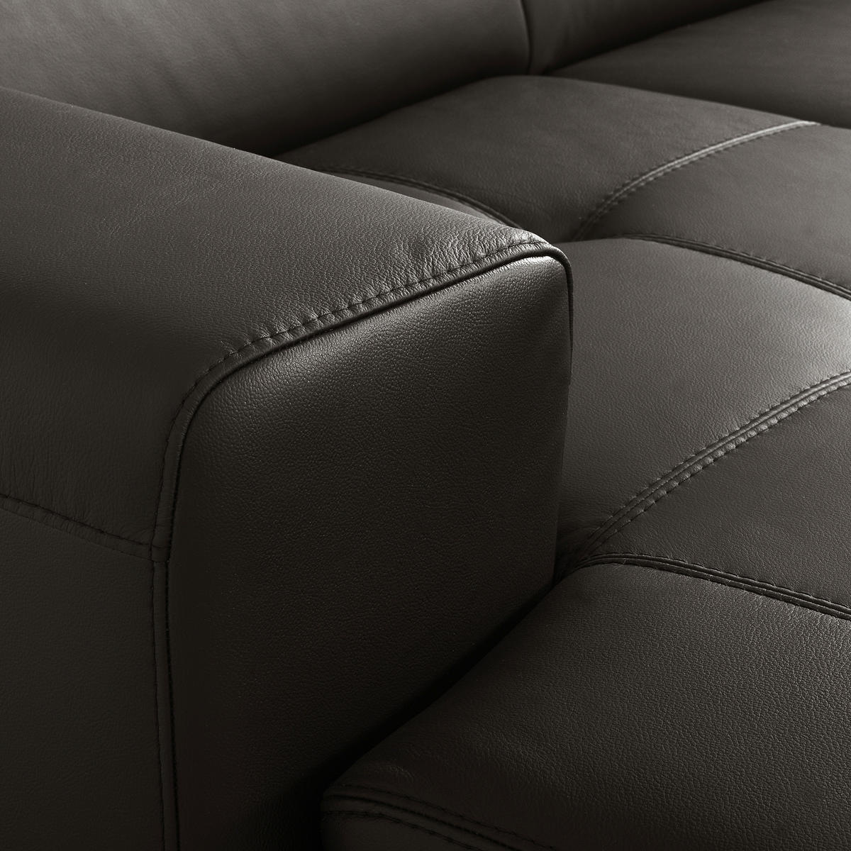 ECKSOFA  in Lederlook Echtleder Dunkelbraun  - Dunkelbraun/Schwarz, Design, Leder/Textil (173/247cm) - Livetastic