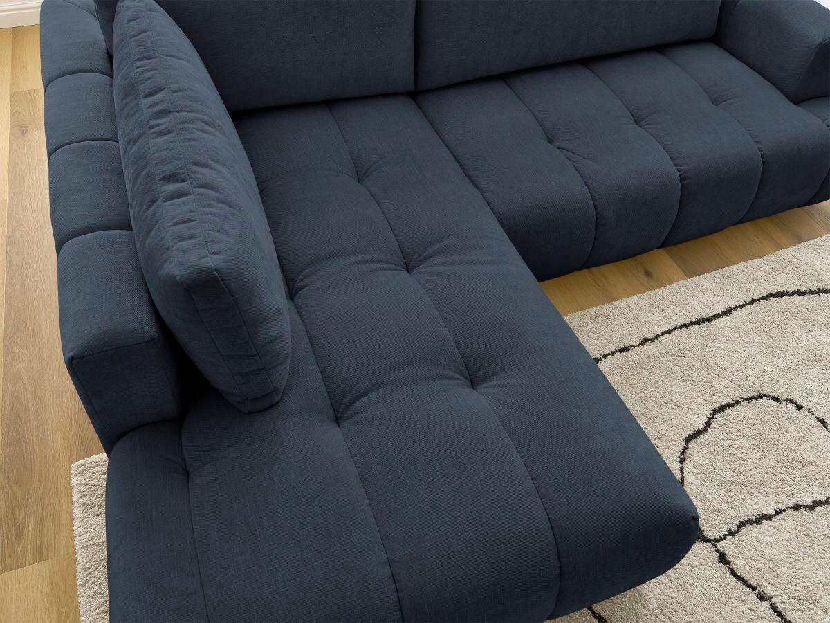 ECKSCHLAFSOFA FUJI Leinenoptik Dunkelblau  inkl.  - Schwarz/Dunkelblau, MODERN, Kunststoff/Textil (204/282cm)