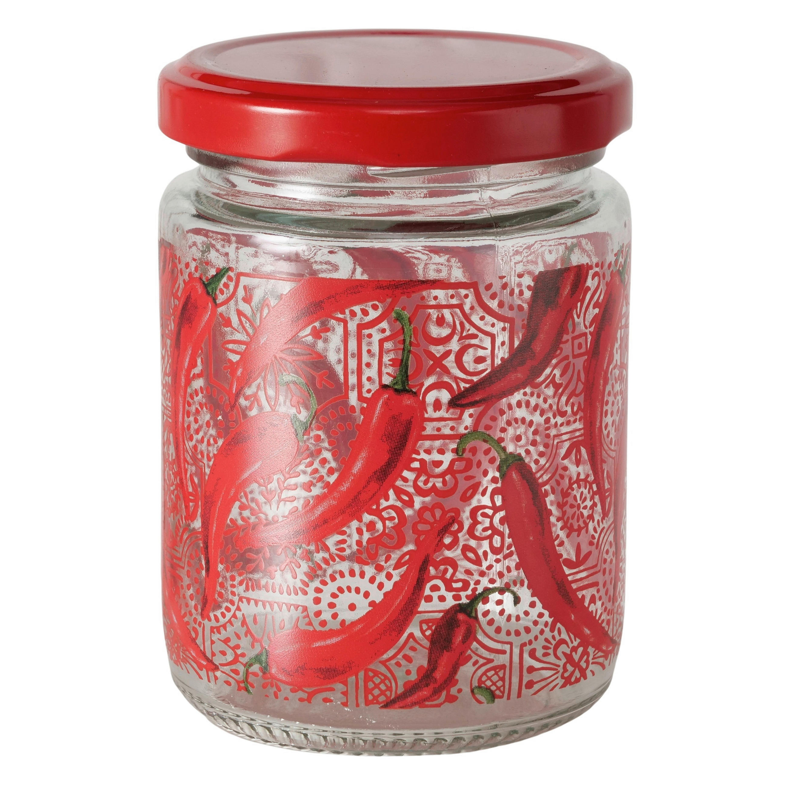 VORRATSGLAS 0,24 l  - Rot, Trend, Glas/Metall (6,8/9,3cm)