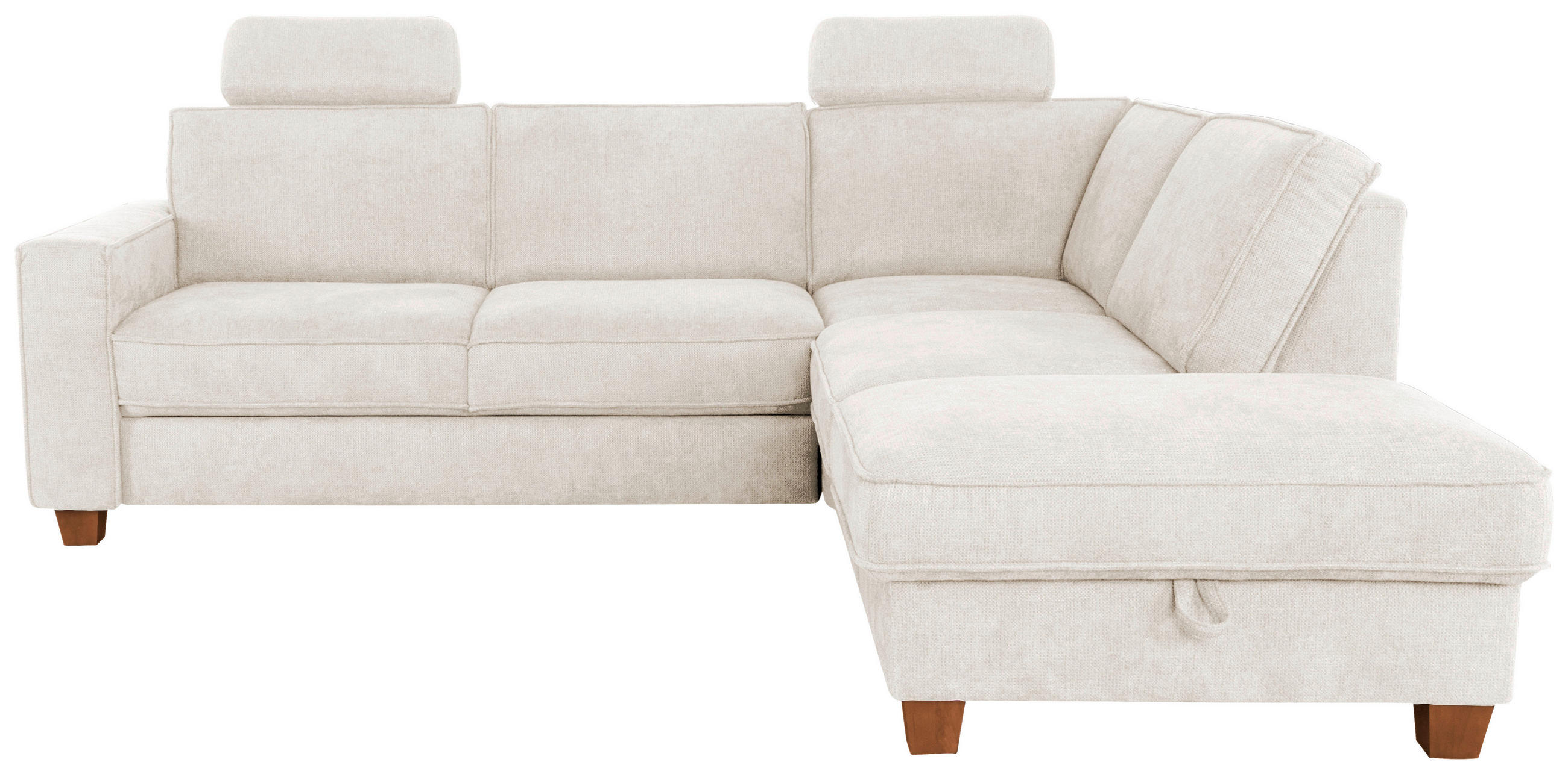 ECKSOFA Creme Flachgewebe  - Eichefarben/Creme, KONVENTIONELL, Holz/Textil (236/213cm) - Sit & More