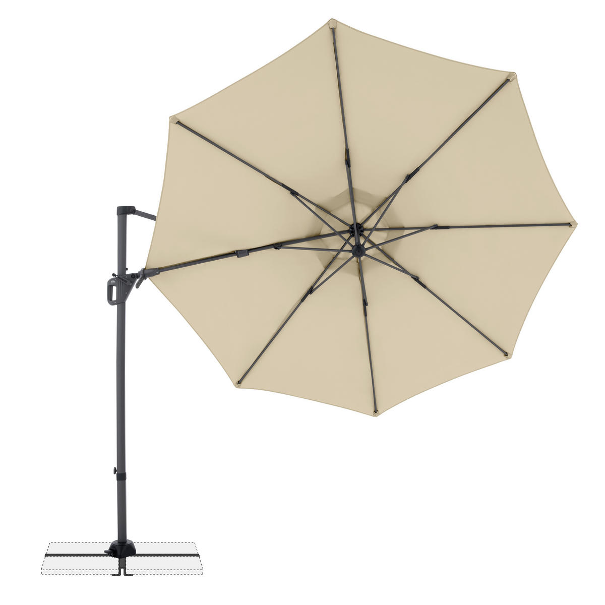 AMPELSCHIRM 310 cm Anthrazit, Sandfarben  - Sandfarben/Anthrazit, Basics, Textil/Metall (310cm) - Doppler
