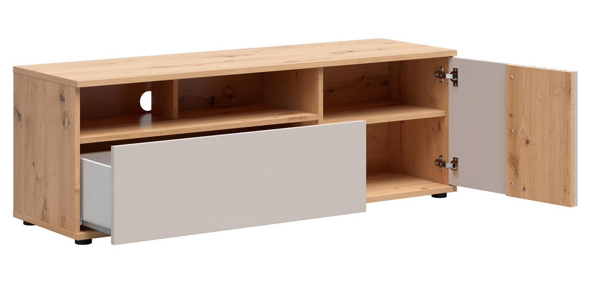 LOWBOARD  135,5/46,5/40 cm 1 Schublade(n) Beimöbel erhältlich, stehend  - Kaschmir/Schwarz, MODERN, Holzwerkstoff/Kunststoff (135,5/46,5/40cm) - Milino