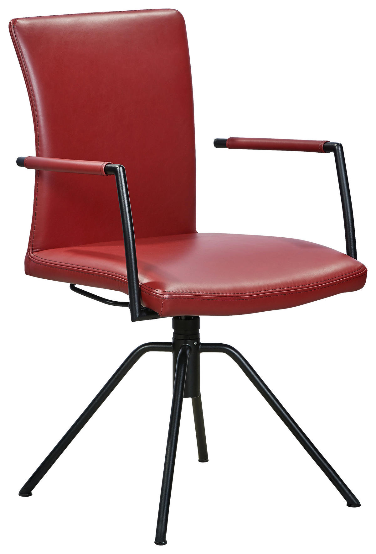 ARMLEHNSTUHL  in Echtleder pigmentiert  - Rot/Schwarz, Design, Leder/Metall (55/91/58cm) - Musterring