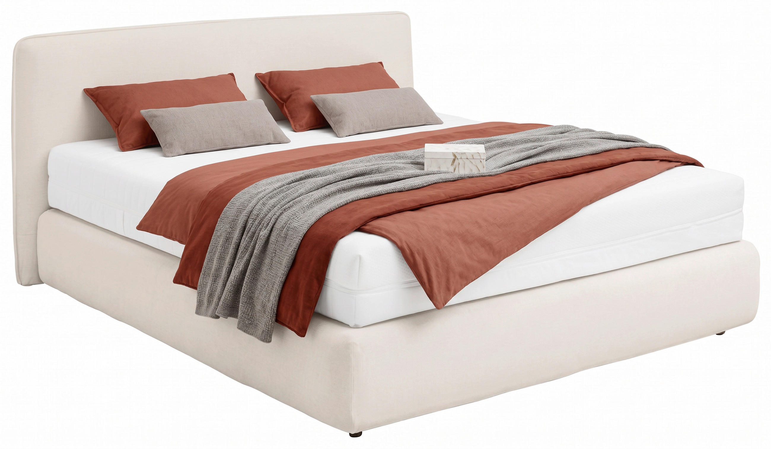 BOXSPRINGBETT 180/200 cm,  in Creme, H3 + H3 = fest  - Creme/Schwarz, Design, Kunststoff/Textil (180/200cm) - RUF Betten