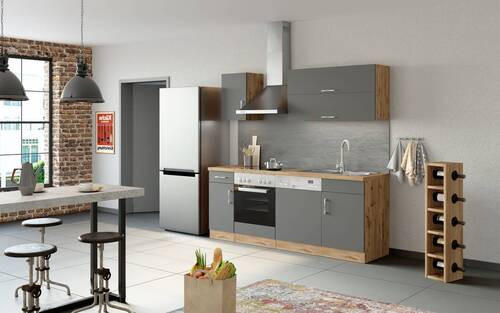 Küchenzeile Sorrento Mit Geräten 210 Cm Anthrazit