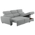 ECKSOFA  in Velours Grau  - Schwarz/Grau, KONVENTIONELL, Kunststoff/Textil (285/177cm) - Carryhome