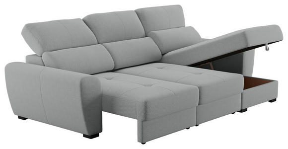 ECKSOFA  in Velours Grau  - Schwarz/Grau, KONVENTIONELL, Kunststoff/Textil (285/177cm) - Carryhome