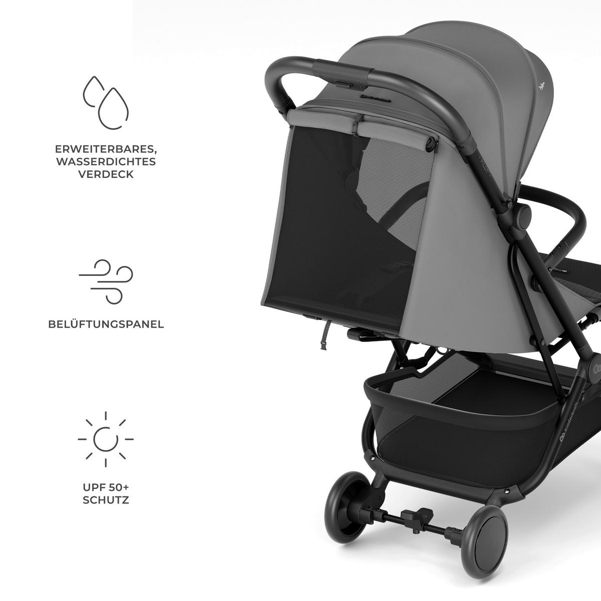BUGGY Pilot 2  - Schwarz Hochglanz/Hellgrau, Basics, Kunststoff/Textil (101/42/67cm) - Kinderkraft