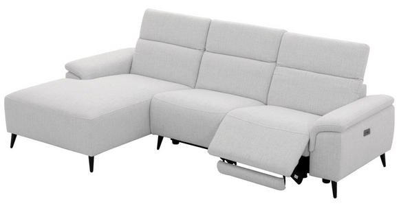 ECKSOFA  in Leinenoptik Hellgrau, Grauweiß  171/270 cm  - Schwarzchrom/Hellgrau, Design, Holz/Kunststoff (171/270cm) - Xora
