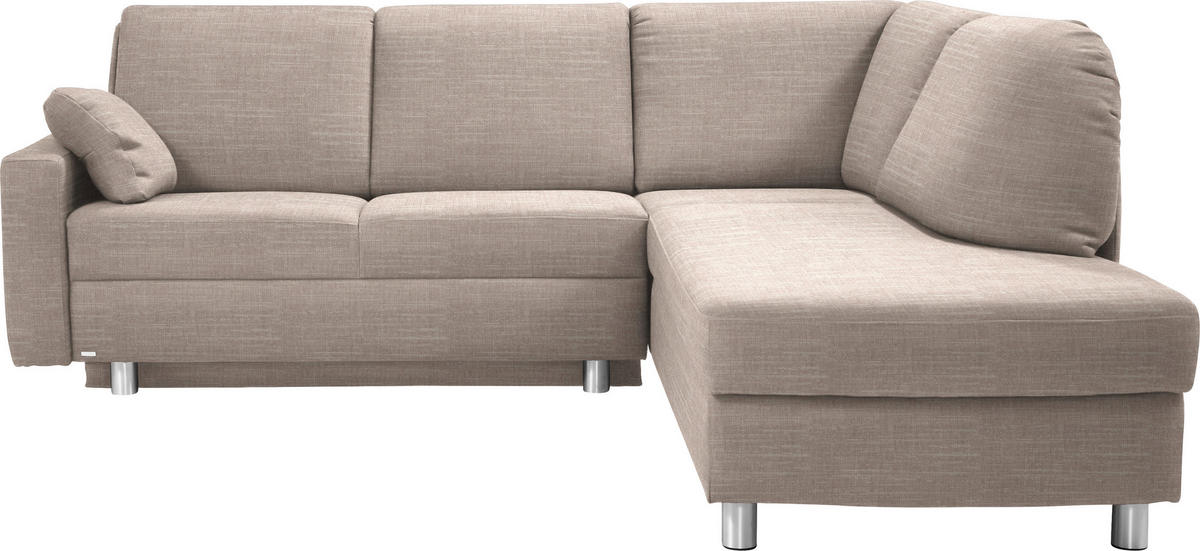 ECKSOFA in Chenille Naturfarben, Beige  227/208 cm  - Beige/Alufarben, KONVENTIONELL, Textil/Metall (227/208cm) - Sedda