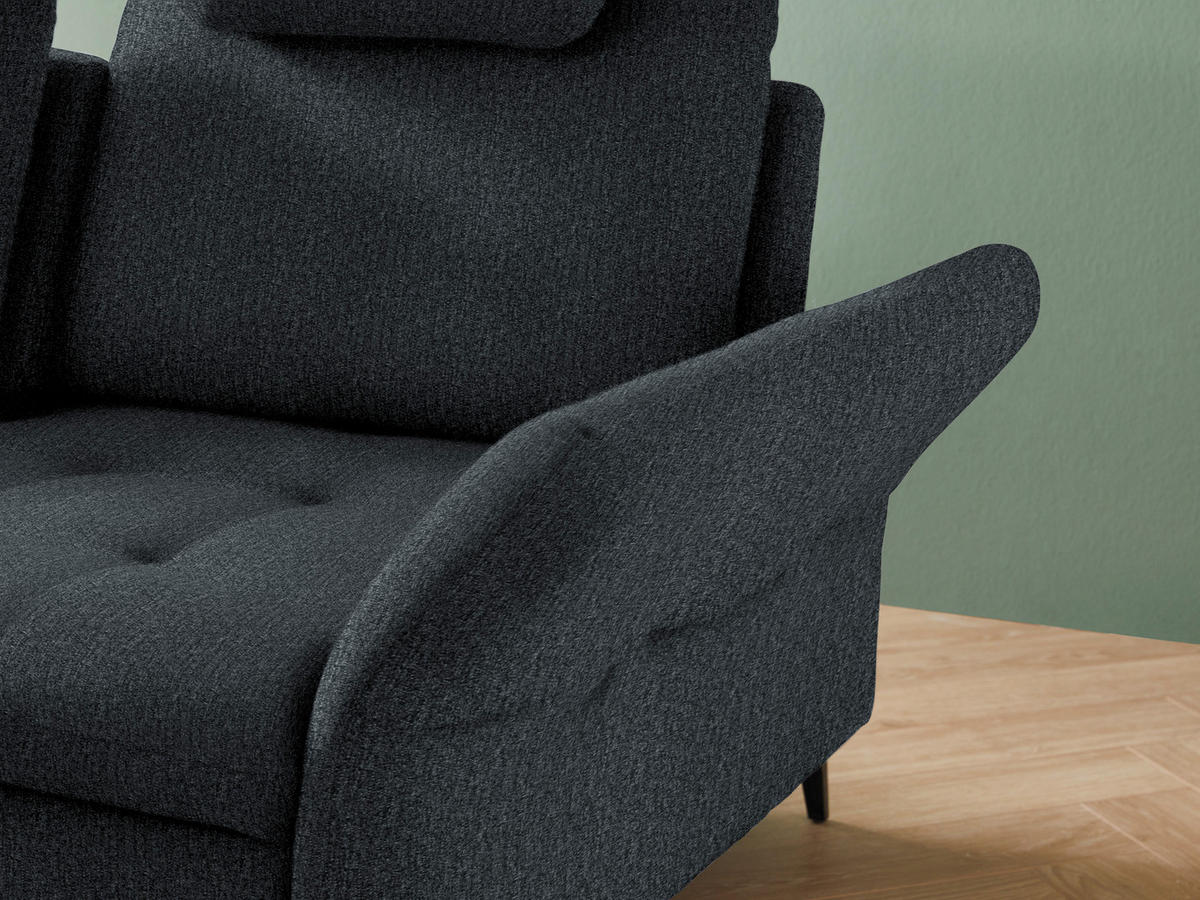 ECKSOFA Anthrazit Struktur  - Anthrazit/Schwarz, Natur, Textil/Metall (233/288cm) - Valnatura