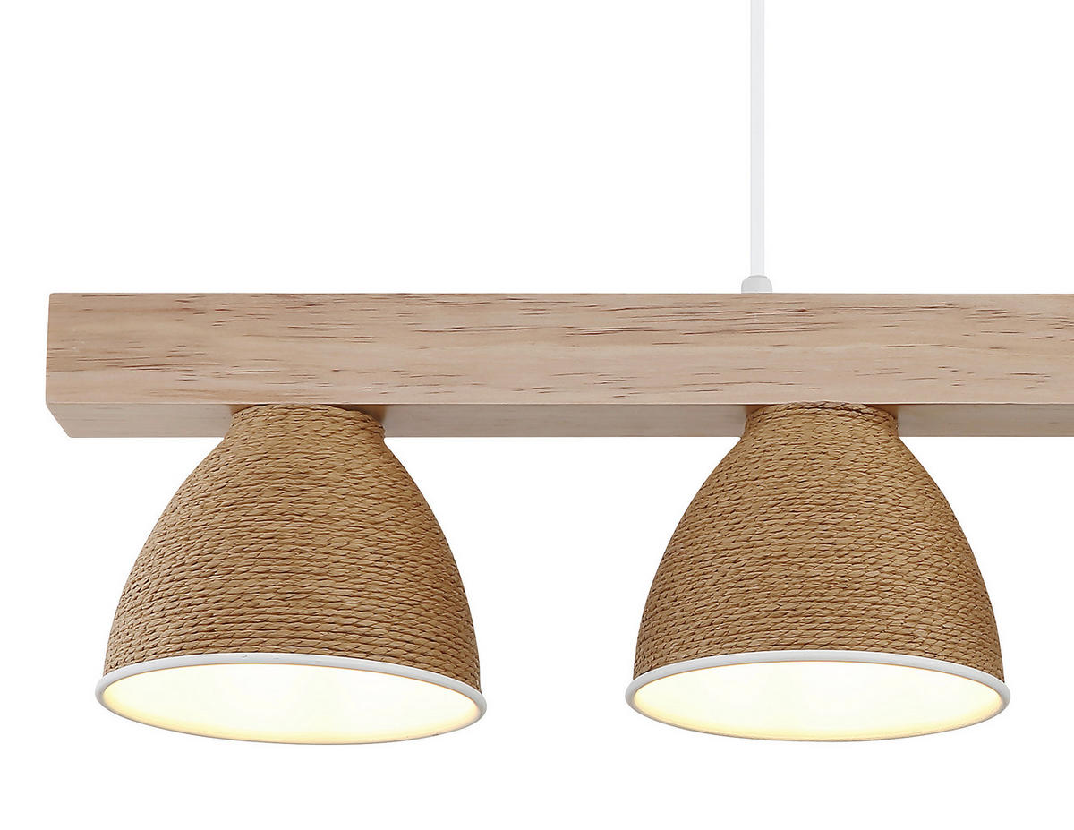 HÄNGELEUCHTE Lyndon 75/15/120 cm   - Braun/Weiß, Natur, Holz/Papier (75/15/120cm) - Globo