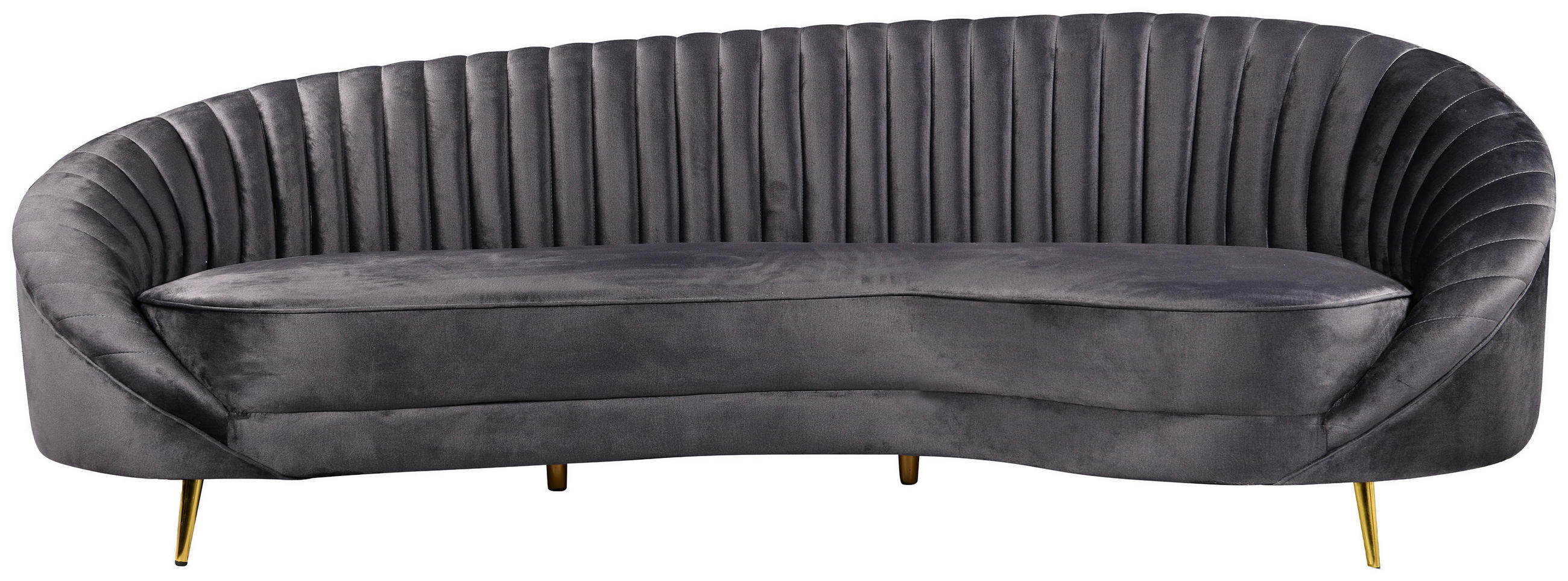 3-SITZER-SOFA ELARA Samt Anthrazit  - Anthrazit/Goldfarben, Design, Textil/Metall (246/81/111cm) - MID.YOU