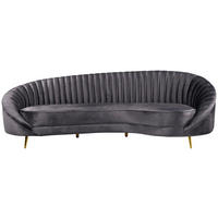 3-SITZER-SOFA ELARA Samt Anthrazit  - Anthrazit/Goldfarben, Design, Textil/Metall (246/81/111cm) - MID.YOU