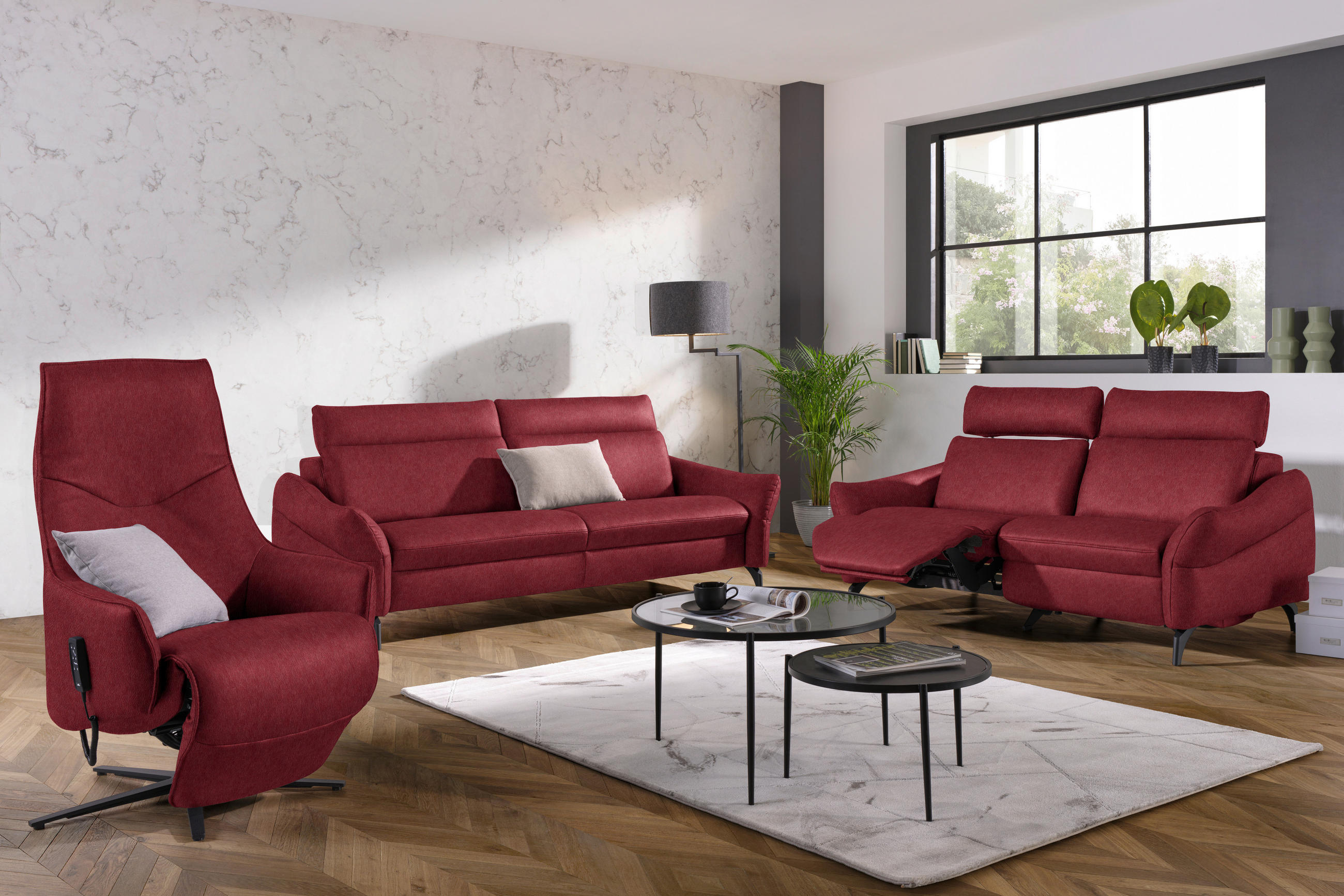 RELAXSESSEL in Leder Rot  - Anthrazit/Rot, Design, Leder/Metall (70/85/112cm) - Himolla Komfortklass