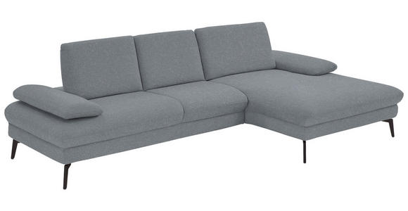 ECKSOFA in Chenille, Mikrofaser Blaugrau  - Blaugrau/Schwarz, Design, Textil/Metall (299/157cm) - Dieter Knoll