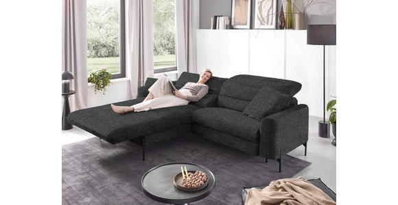 ECKSOFA in Flachgewebe Dunkelgrau 191/252 cm - Dunkelgrau/Schwarz, Design, Textil/Metall (191/252cm) - Dieter Knoll