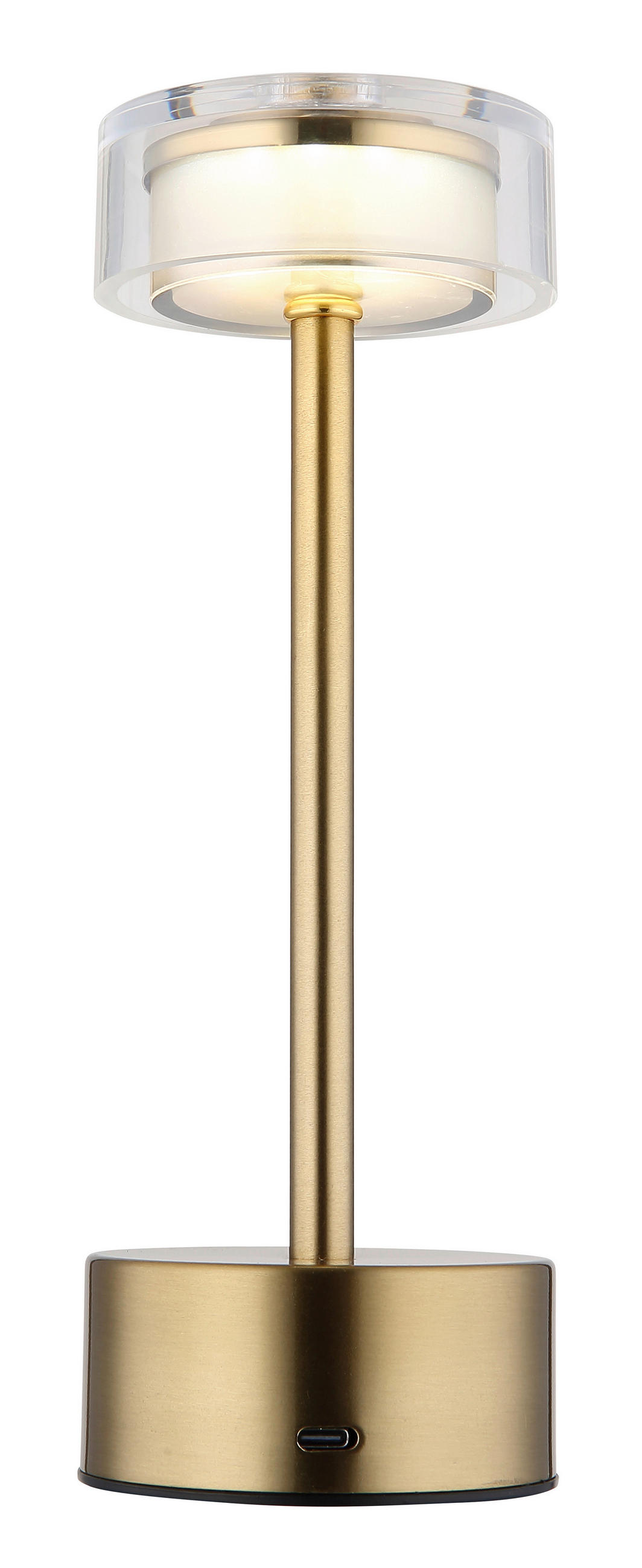 AKKU-TISCHLEUCHTE - Klar/Messingfarben, Design, Kunststoff/Metall (8/23,5cm) - Globo
