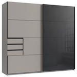 SCHWEBETÜRENSCHRANK 225/208/64 cm 2-türig Graphitfarben, Schwarz, Sahara  - Schwarz/Graphitfarben, Design, Glas/Holzwerkstoff (225/208/64cm) - Carryhome