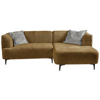 ECKSOFA in Struktur Goldfarben  247/158 cm  - Goldfarben/Schwarz, Design, Textil/Metall (247/158cm) - MID.YOU