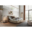 BOXSPRINGBETT 180/200 cm,  in Beige, Matratze, Topper, motorische Verstellbarkeit, Fernbedienung, unterschiedliche Matratzenhärtegrade je Bettseite, H2 + H3 = mittel + fest  - Beige/Schwarz, KONVENTIONELL, Kunststoff/Textil (180/200cm) - Voleo