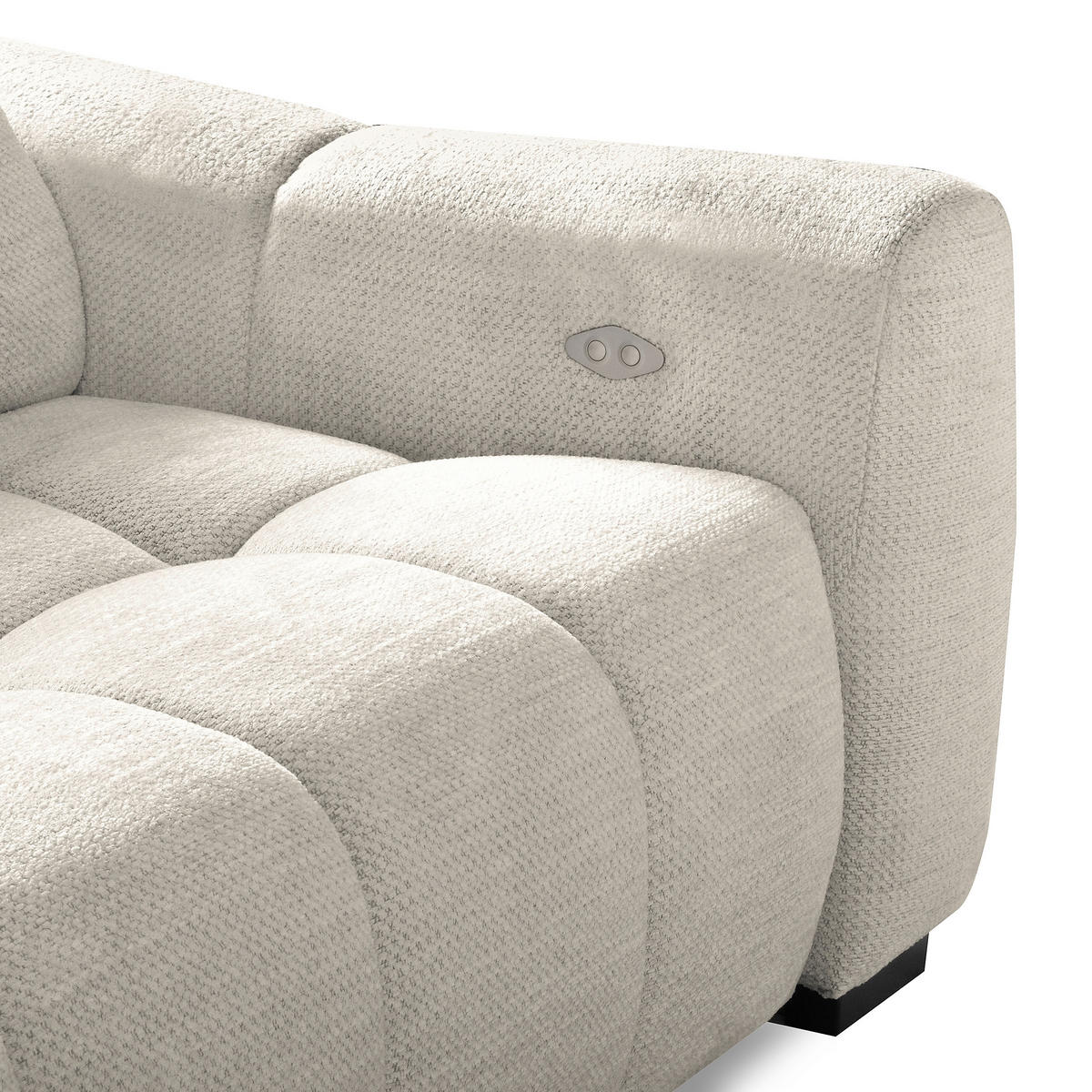 ECKSOFA  Webstoff Weiss  - Weiss/Schwarz, Design, Kunststoff/Textil (177/274cm) - Livetastic
