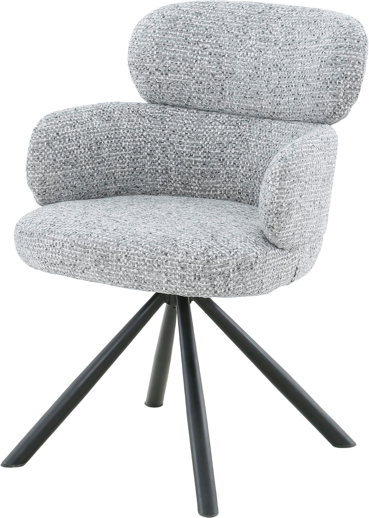 ARMLEHNSTUHL  in Eisen Webstoff  - Hellgrau/Schwarz, MODERN, Textil/Metall (60/84/64cm) - MID.YOU