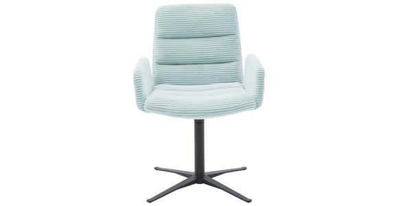 ARMLEHNSTUHL in Cord - Schwarz/Hellblau, Design, Textil/Metall (61/88/66cm) - Dieter Knoll