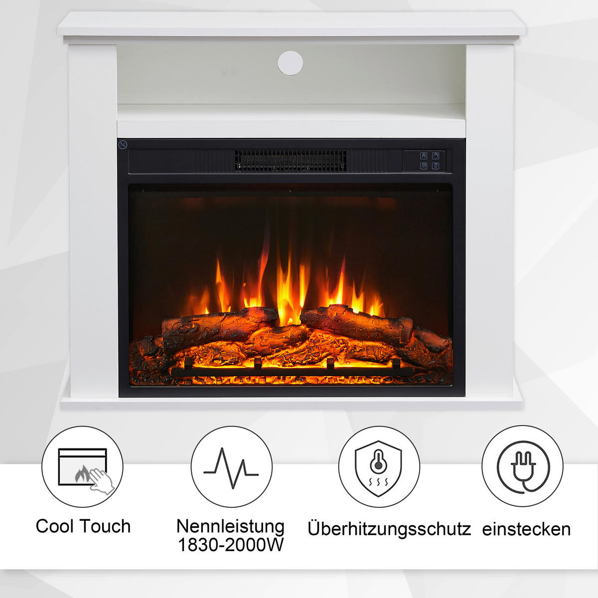 ELEKTROKAMIN - Weiß, Basics, Holz/Metall (23/85/65cm)