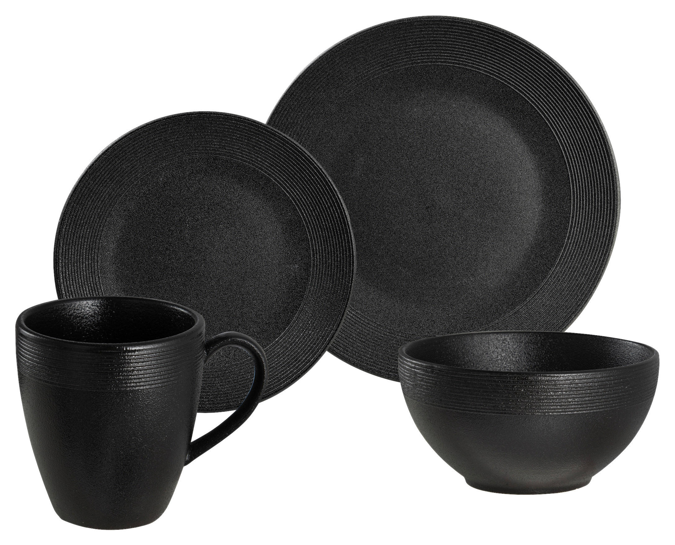 KOMBISERVICE Schwarz 16-teilig 4 Personen  - Schwarz, LIFESTYLE, Keramik (36.5/33.5/33.5cm) - Novel