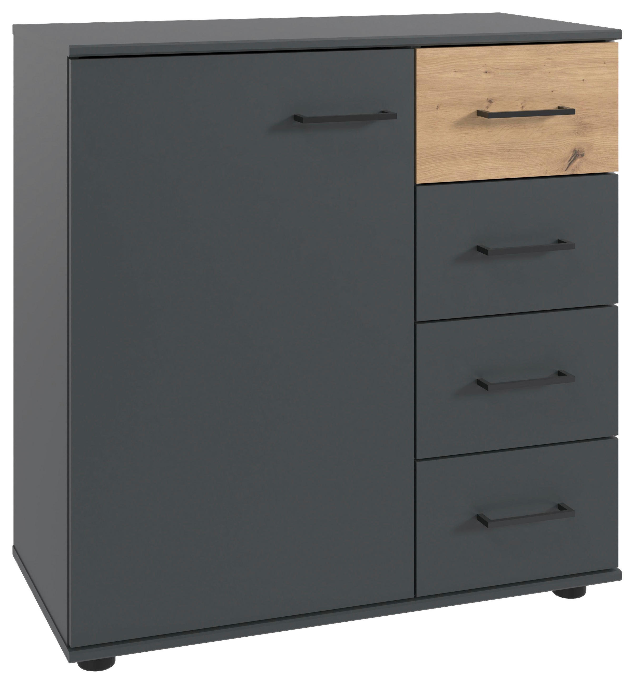 KOMMODE , 81/83/41 cm, 4 Schublade(n)  - Schwarz/Graphitfarben, KONVENTIONELL, Holzwerkstoff/Kunststoff (81/83/41cm) - Carryhome