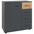 KOMMODE , 81/83/41 cm, 4 Schublade(n)  - Schwarz/Graphitfarben, KONVENTIONELL, Holzwerkstoff/Kunststoff (81/83/41cm) - Carryhome
