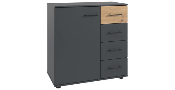 KOMMODE , 81/83/41 cm, 4 Schublade(n)  - Schwarz/Graphitfarben, KONVENTIONELL, Holzwerkstoff/Kunststoff (81/83/41cm) - Carryhome