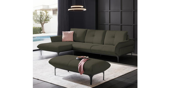 ECKSOFA in Echtleder Dunkelbraun  - Dunkelbraun/Schwarz, Design, Leder/Metall (182/325cm) - Valnatura