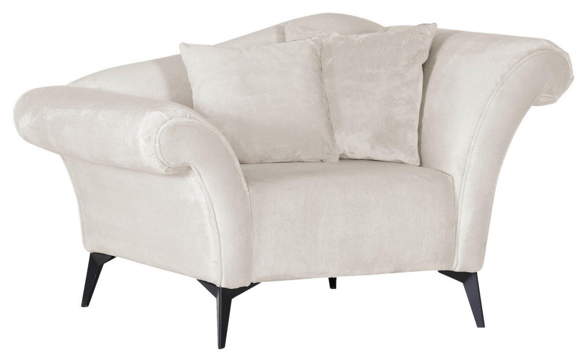 SESSEL Chenille Beige    - Beige/Schwarz, Design, Textil/Metall (138/83/85cm)